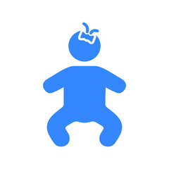 Newborn, head, baby, child icon. Blue color design.