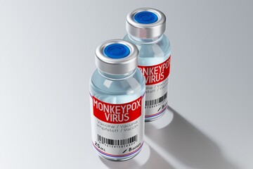 Monkeypox vaccine ampoules - 3D illustration