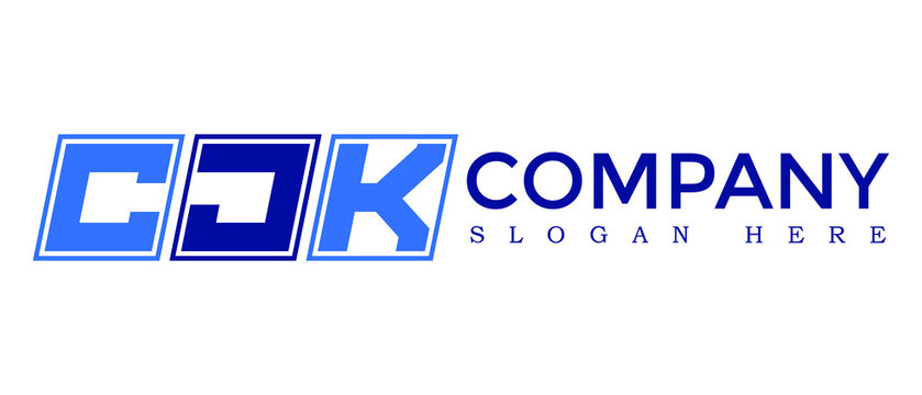 CJK three Letter Rounded rectangle boxes shape element symbol digital initial technology Media logo design, Vector Template