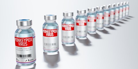 Monkeypox vaccine ampoules - 3D illustration