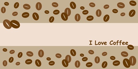 Coffee and Cafe concept simple background. Coffee beans graphic for Cafe design, banner, background design. Vector illustration.