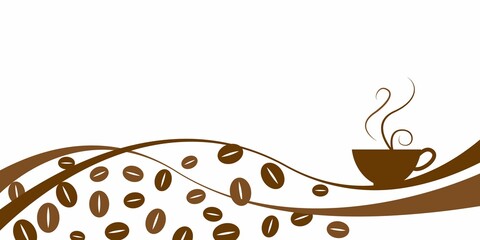 Coffee and Cafe concept simple background. Coffee beans graphic for Cafe design, banner, background design. Vector illustration.