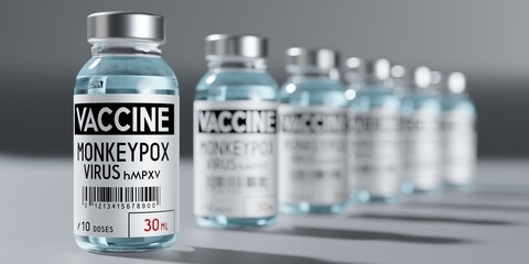 Monkeypox vaccine ampoules - 3D illustration