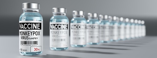 Monkeypox vaccine ampoules - 3D illustration