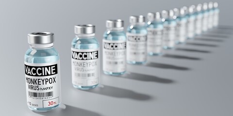 Monkeypox vaccine ampoules - 3D illustration