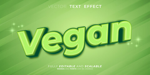 Fototapeta na wymiar Creative text vegan, Editable 3d style text tittle