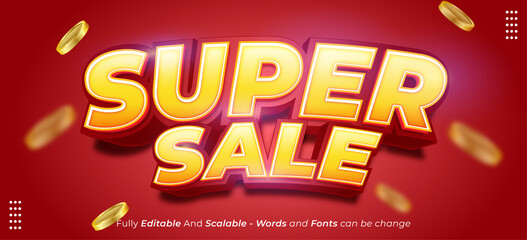 Fototapeta na wymiar Editable 3d text Super sale special promo suitable for promotion banner and poster