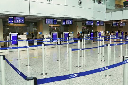 Empty check in desk at Duesseldorf airport
