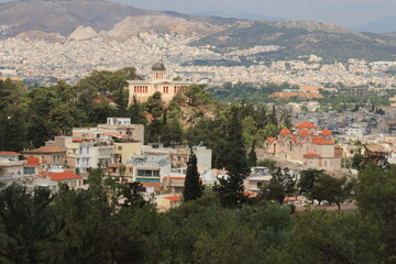Fototapeta na wymiar Skyline di Atene dall'Acropoli