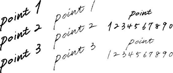 Point1 2 3　ペンや鉛筆で書いたような手書き素材