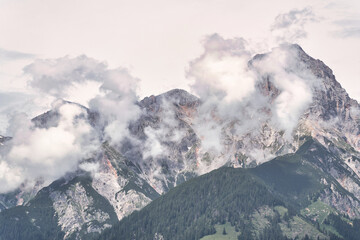 Beautiful summer landscape with dramatic clouds in the sky over impressive mountains - Hochkönig Austria