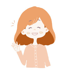 笑顔で挨拶をしている女の子のイラスト