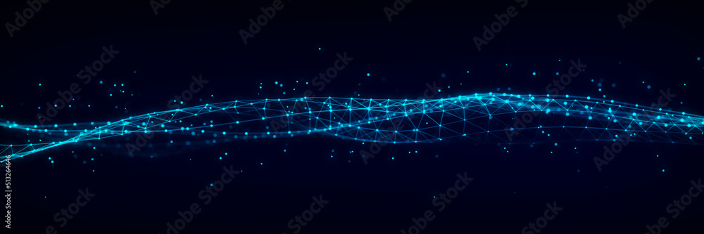 Poster Futuristic global network connection structure. Cyber security digital data flow. Science background concept. 3D rendering.