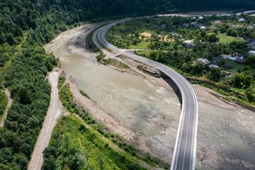 Bridge in countryside, aerial view