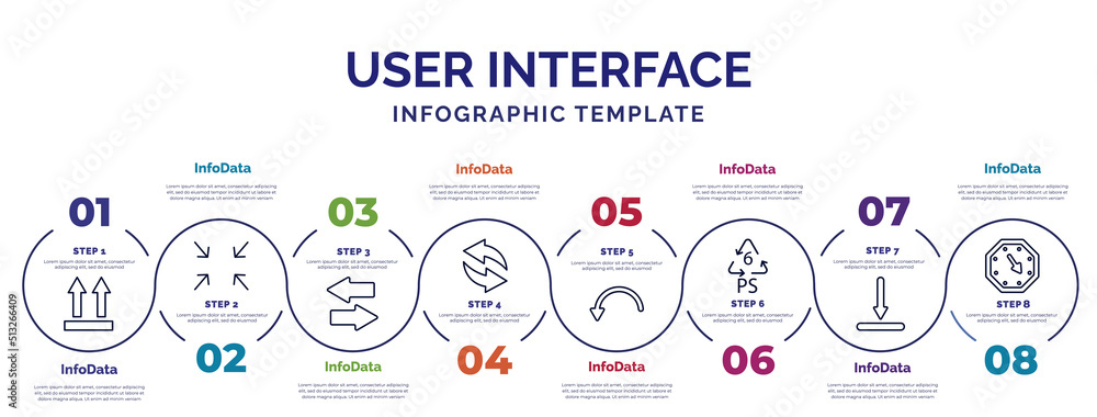 Aufkleber infographic template with icons and 8 options or steps. infographic for user interface concept. incl