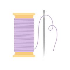 vector illustration of needle and thread in flat style