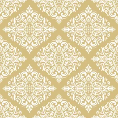 Foto op Canvas Classic seamless light golden and white pattern. Damask orient ornament. Classic vintage background. Orient ornament for fabric, wallpaper and packaging © Fine Art Studio