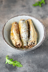 sardine canned fish seafood fresh healthy meal food snack diet on the table copy space food...
