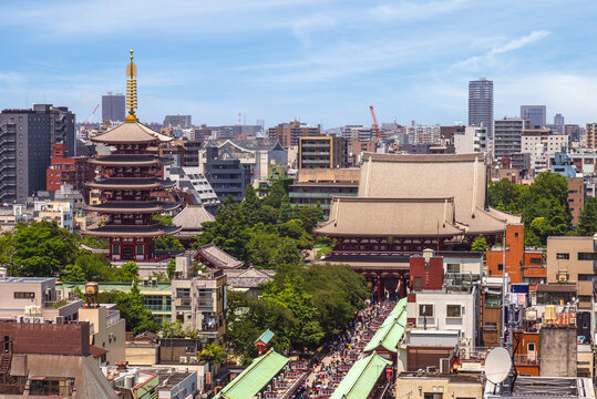 aerial view of nakamise dori and sensoji in tokyo