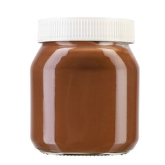 Front view of chocolate spread jar. Mock up.