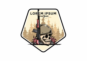 Skull and soldiers helmet with weapon illustration