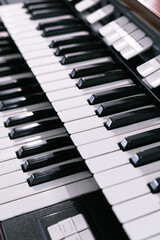 Organ piano keys close up