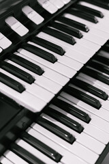 Organ piano keys close up