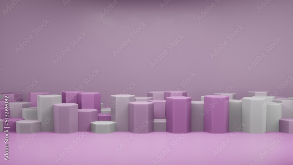 Aufkleber pastel colors shapes on pink pastel colors abstract background. minimal hexagonal podium. scene with