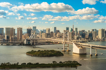 Obraz premium rainbow bridge in odaiba, tokyo, japan