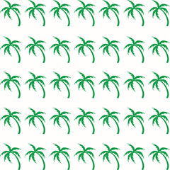 Green coconut tree pattern on white background. Simple style vector. Summer pattern for web design or textile design.