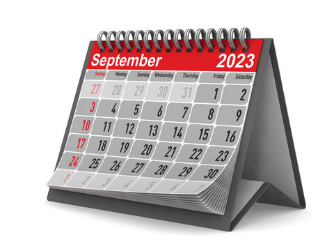 2023 year. Calendar for September. Isolated 3D illustration