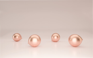 Beige background. balloons lay on a empty room. Minimal scene mockup concept.3d render image