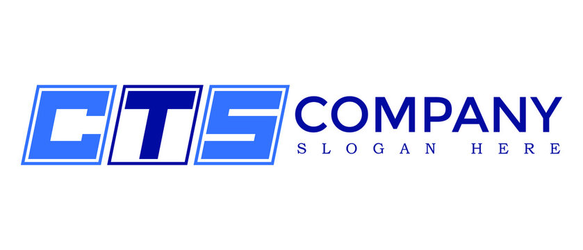 CTS three Letter Rounded rectangle boxes shape element symbol digital initial technology Media logo design, Vector Template