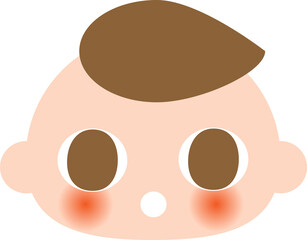 Cartoon cute baby surprised face. Facial expression of boy. Kid's amaze emotion. Isolated on white background, vector, illustration, EPS10