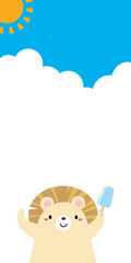 白くまと青空の夏バナーフレーム14/縦長・文字なし