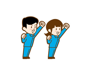 作業員の男女やる気