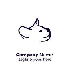 cat simple logo design icon vector illustration line
