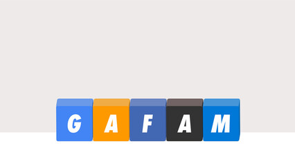 GAFAMの文字が入ったカラフルなブロック - シンプルなビッグ・テックのイメージイラスト素材
