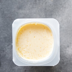 semoul milk dessert yogurt semolina vanilla flavor french food fresh healthy meal food snack diet on the table copy space food background rustic top view