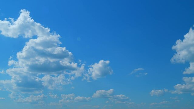 Beautiful blue sky with clouds background. White clouds nature background. Time lapse.