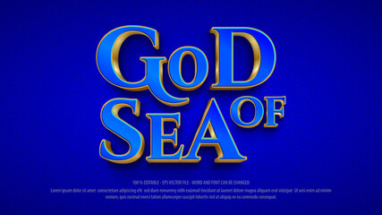 God of sea 3d style editable text effect - obrazy, fototapety, plakaty