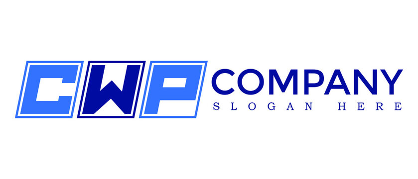 CWP three Letter Rounded rectangle boxes shape element symbol digital initial technology Media logo design, Vector Template