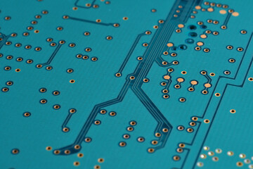 Circuit board close-up. Printed electronic board