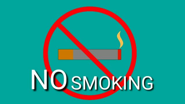 No smoking warning sign animation video
