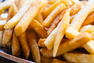 Yummy french fries closeup as background