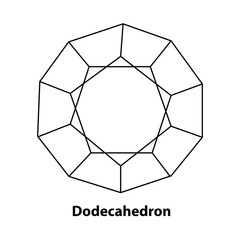 Vector illustration of empty dodecahedron isolated on white background with gradient for game, icon, packaging design or logo. Platonic solid.