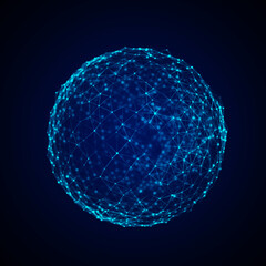 Fototapeta na wymiar Futuristic sphere of particles and lines. Network connection big data. Abstract technology background. 3d rendering.