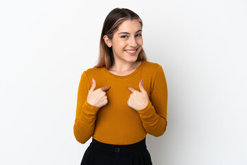Young caucasian woman isolated on white background with surprise facial expression