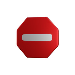 3D rendering of red hexagon stop sign