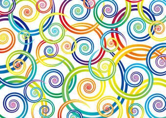 ランダムなカラフルな渦巻きのパターン　壁紙　背景